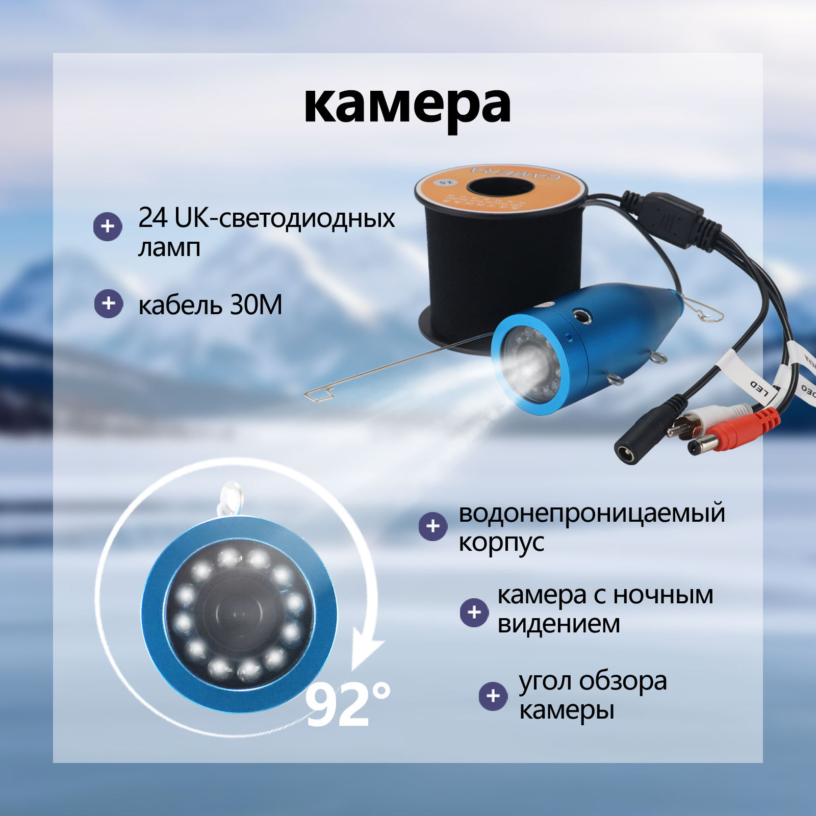 7 Inch IPS  Screen  15/20/30M  - огляд і ціна Fishing Camera